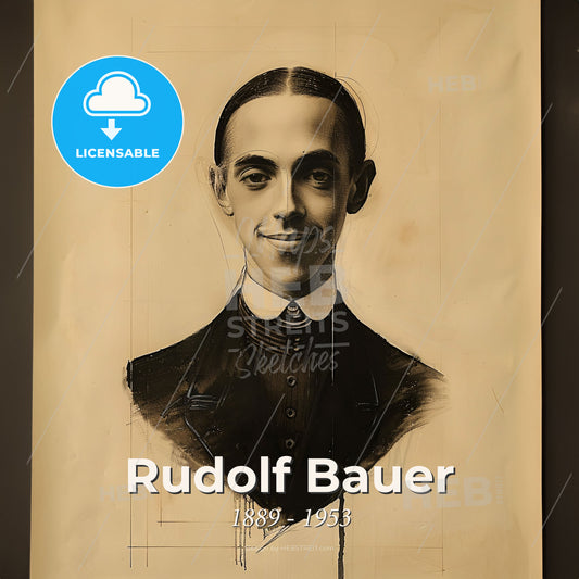 Rudolf Bauer, 1889 - 1953, German abstract painter - A Portrait Of A Man Print Template