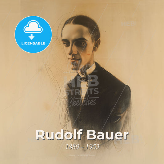 Rudolf Bauer, 1889 - 1953, German abstract painter - A Portrait Of A Man Print Template