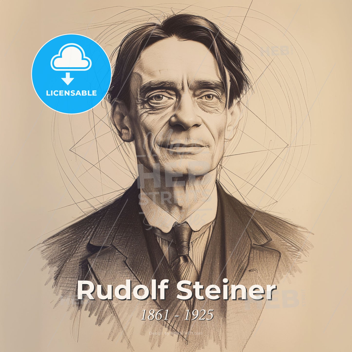 Rudolf Steiner, 1861 - 1925, Austrian philosopher - A Drawing Of A Man Print Template