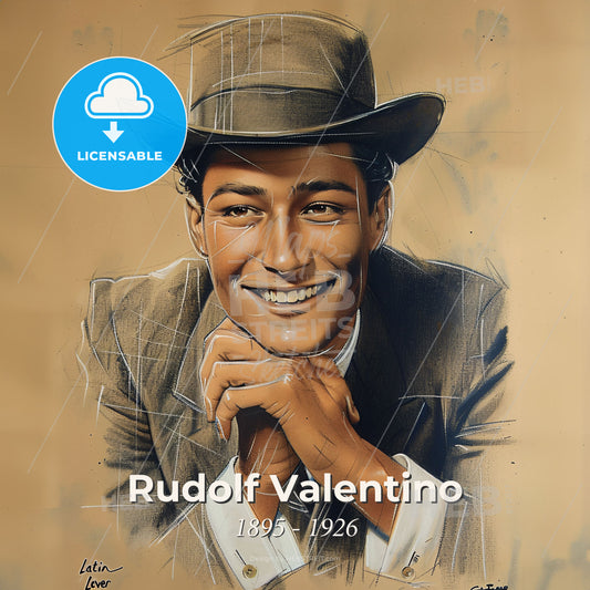 Rudolf Valentino, 1895 - 1926, Italian actor - A Man In A Hat Print Template