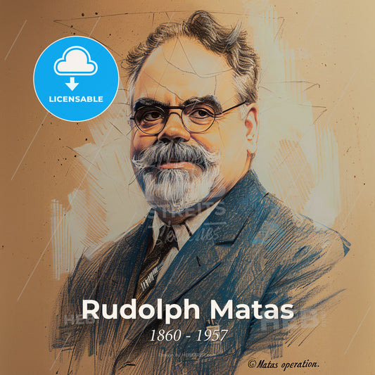 Rudolph Matas, 1860 - 1957, American surgeon - A Man With A Mustache Wearing A Suit And Glasses Print Template