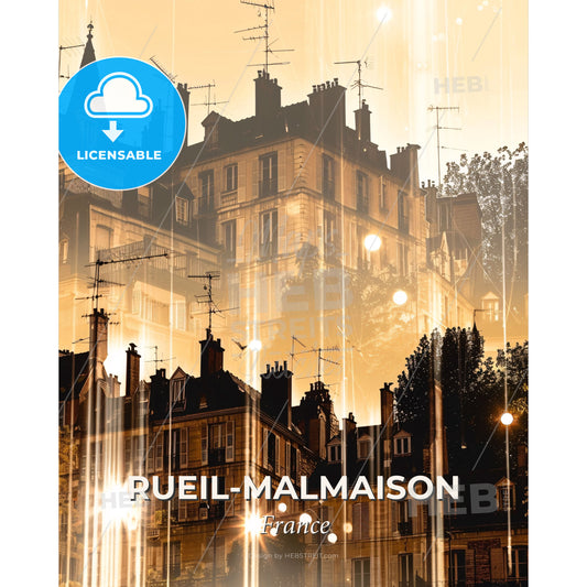 Rueil-Malmaison Skyline Poster Art Composite - A city with many buildings and trees - Square format print template