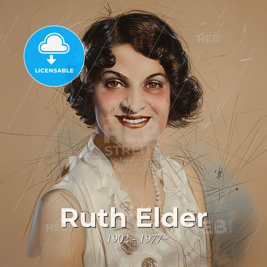 Ruth Elder, 1902 - 1977, American aviator and actress - A Woman Smiling With A Flower In Her Hair Print Template