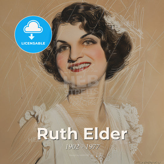 Ruth Elder, 1902 - 1977, American aviator and actress - A Woman In A White Dress Print Template