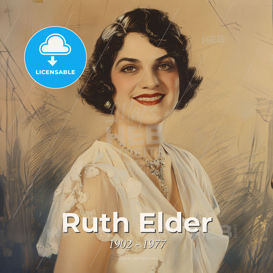 Ruth Elder, 1902 - 1977, American aviator and actress - A Woman In A White Dress Print Template