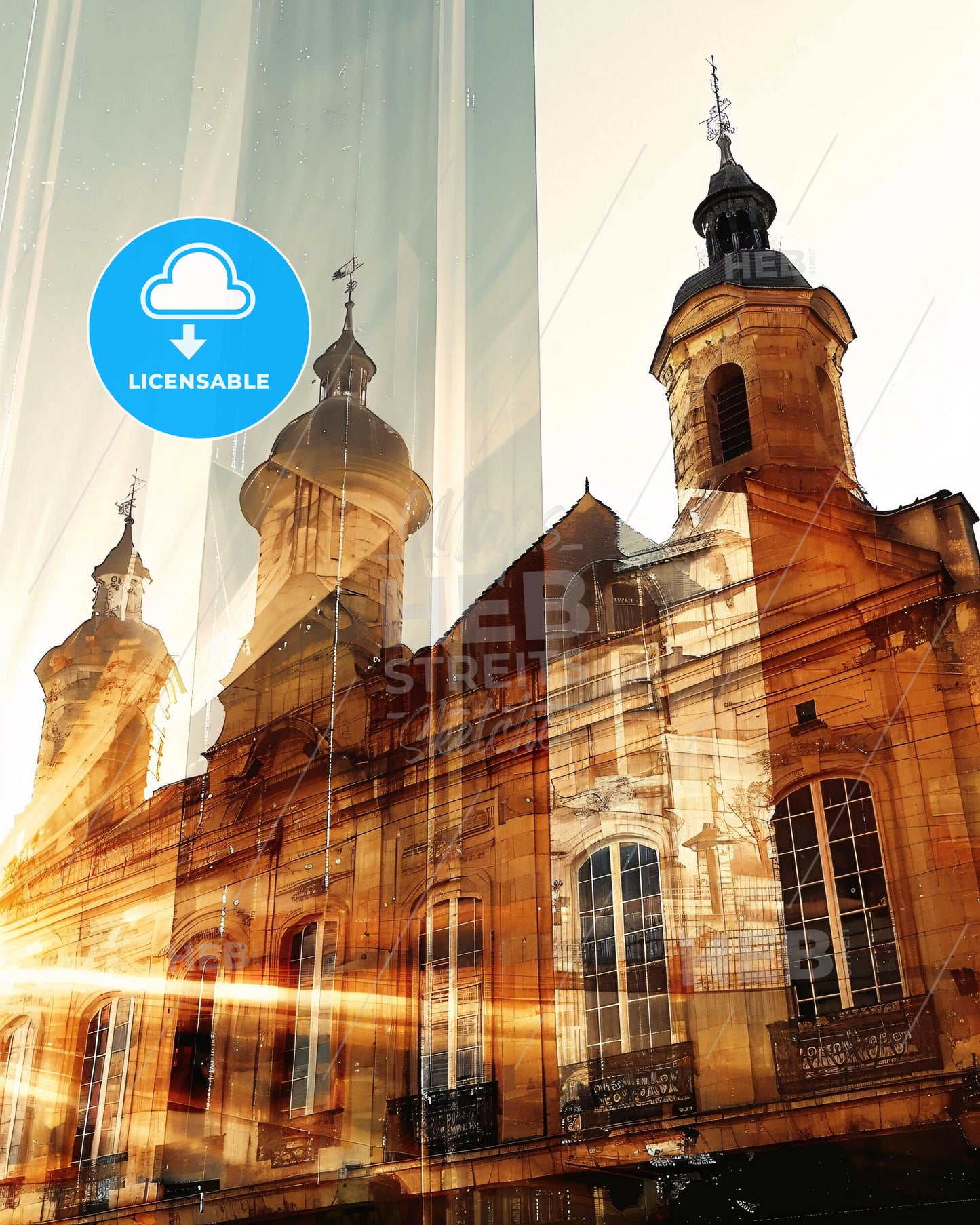 Saint-Denis Skyline Composite Art Poster - A building with a large tower