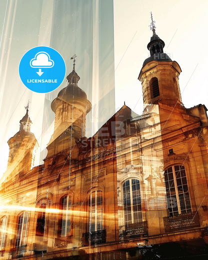 Saint-Denis Skyline Composite Art Poster - A building with a large tower