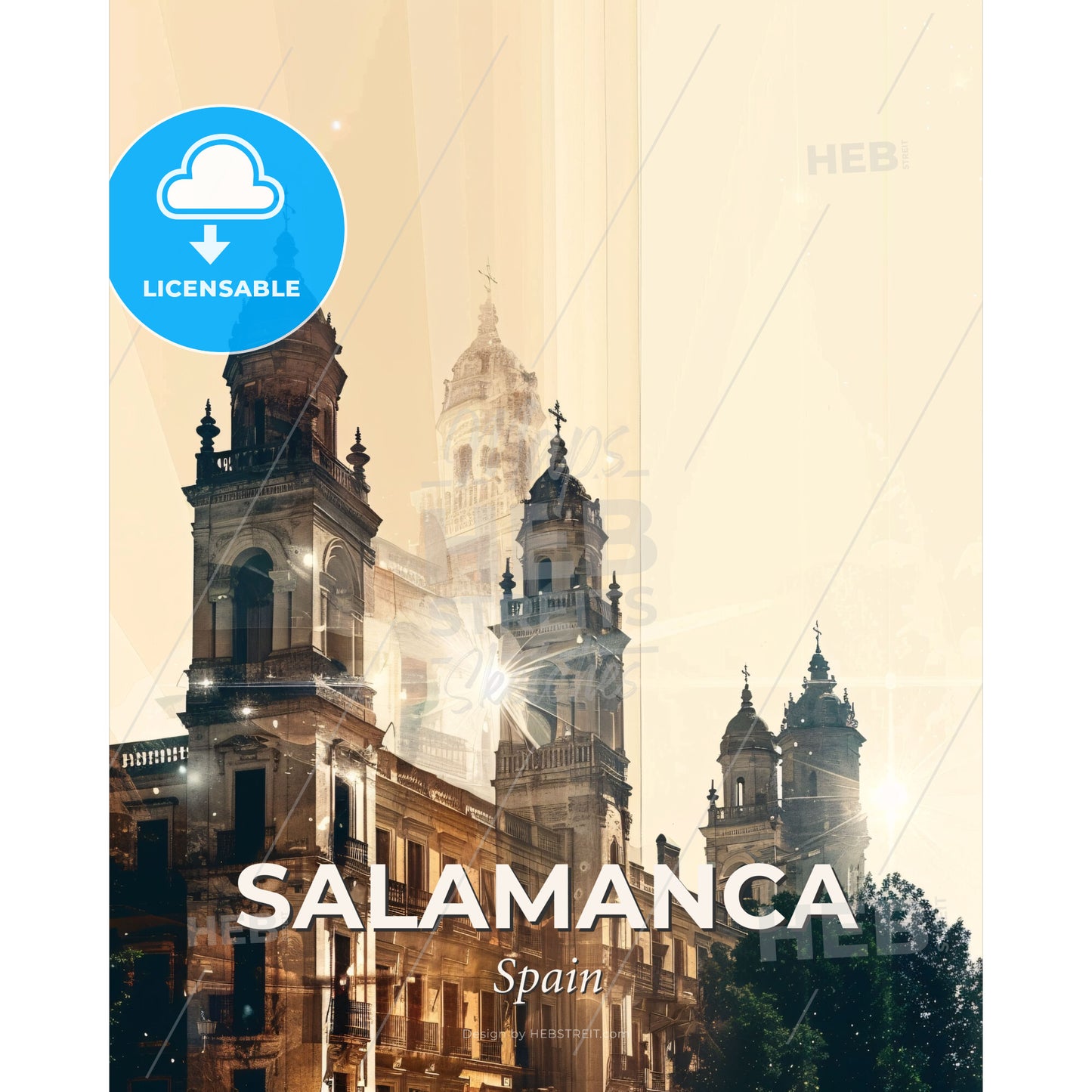Salamanca Skyline Canvas Wall Art - A building with a large tower - Square format print template