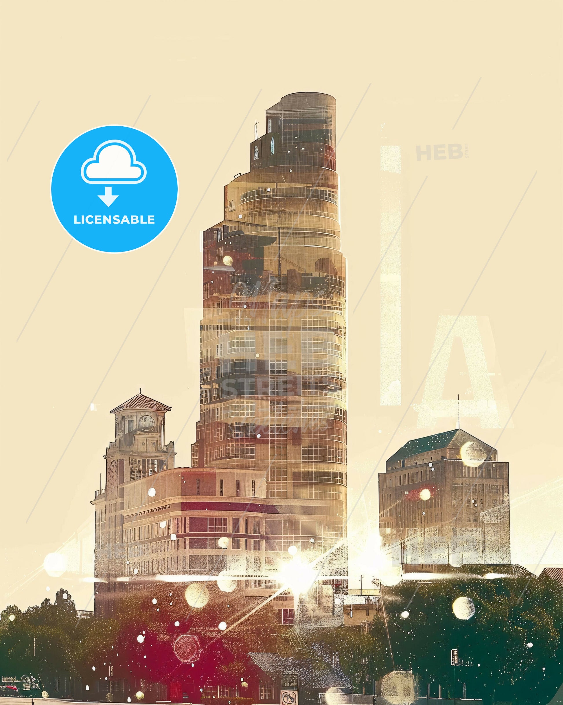 Salinas City Skyline Double Exposure Composite Poster Art - A tall building with a clock tower