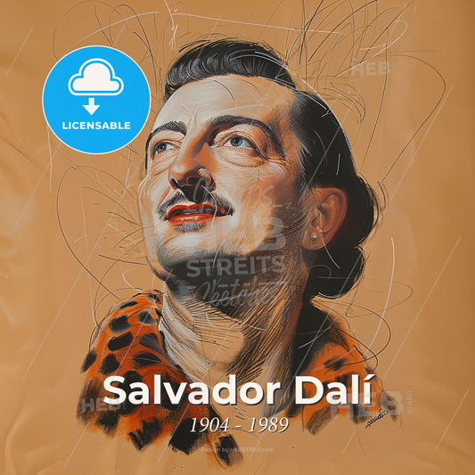 Salvador Dalí, 1904 - 1989, Spanish surrealist painter - A Painting Of A Man With A Mustache Print Template