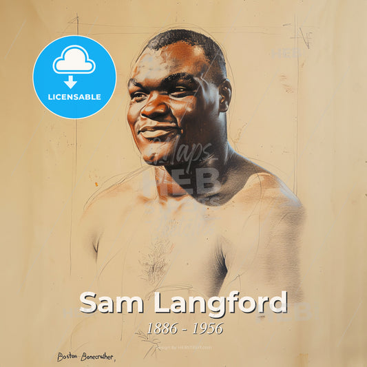 Sam Langford, 1886 - 1956, Canadian heavyweight boxer - A Drawing Of A Man Print Template