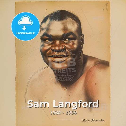 Sam Langford, 1886 - 1956, Canadian heavyweight boxer - A Man Smiling With No Shirt Print Template