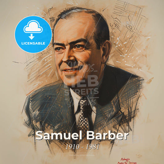 Samuel Barber, 1910 - 1981, American composer - A Drawing Of A Man Print Template