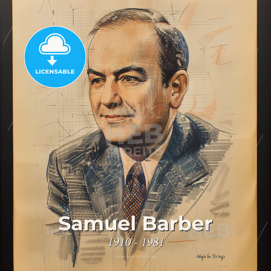 Samuel Barber, 1910 - 1981, American composer - A Portrait Of A Man Print Template