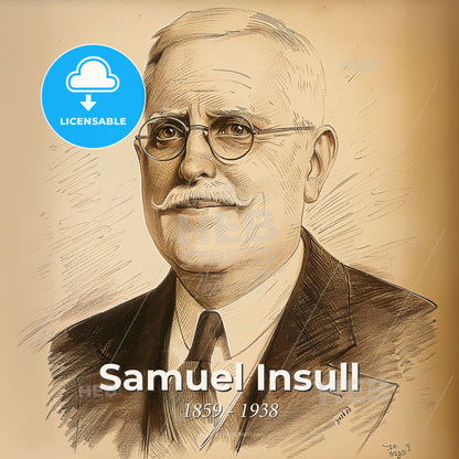 Samuel Insull, 1859 - 1938, American utilities magnate - A Man With A Mustache Wearing Glasses And A Suit Print Template