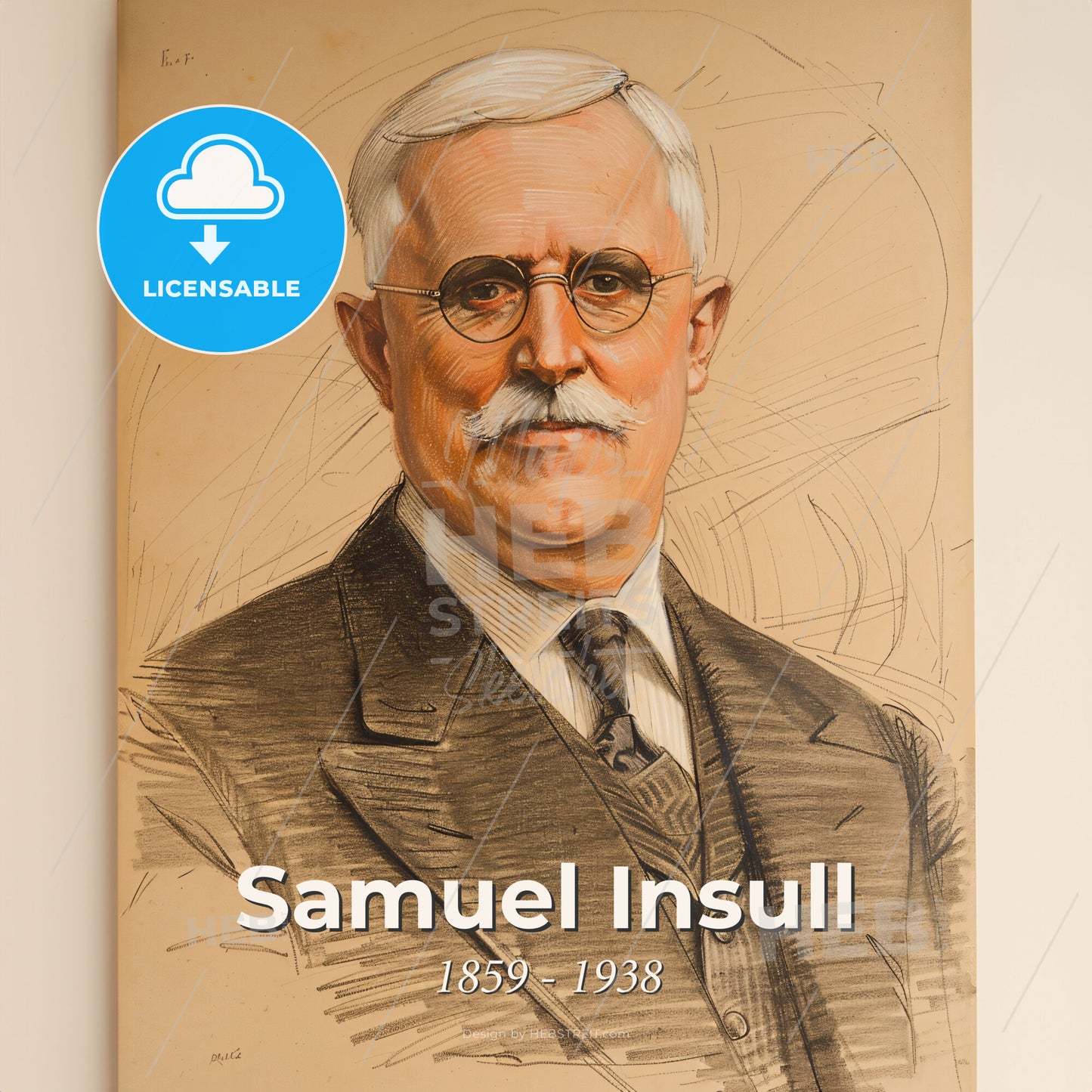 Samuel Insull, 1859 - 1938, American utilities magnate - A Portrait Of A Man Print Template