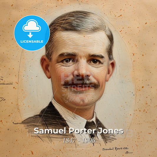 Samuel Porter Jones, 1847 - 1906, American evangelist - A Portrait Of A Man With A Mustache Print Template