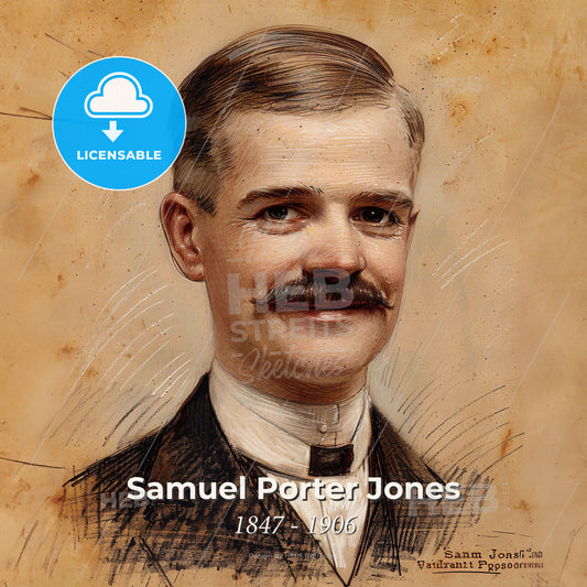 Samuel Porter Jones, 1847 - 1906, American evangelist - A Man With A Mustache Print Template