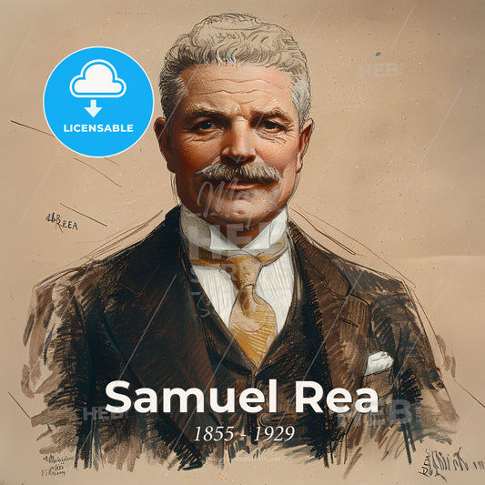 Samuel Rea, 1855 - 1929, American railway executive - A Man With A Mustache Wearing A Suit And Tie Print Template
