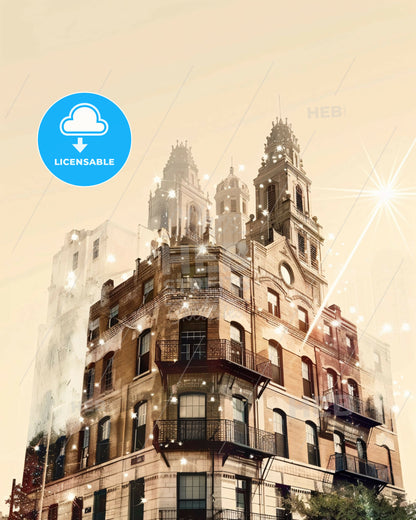 San Angelo Skyline Composite Art: City Lights and Icons - A building with many windows