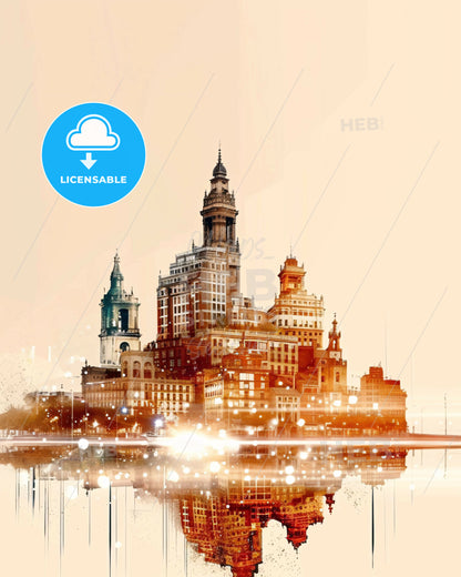 San Blas Architectural Poster Composite Skyline - A city with many towers and towers