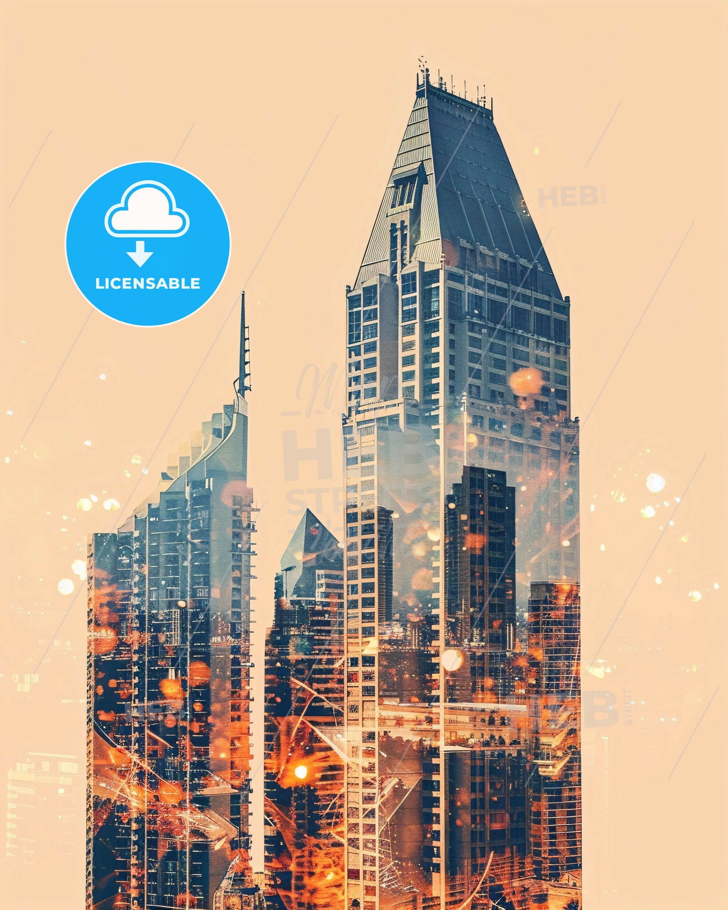 San Diego Skyline Double Exposure Art - A double exposure of a city