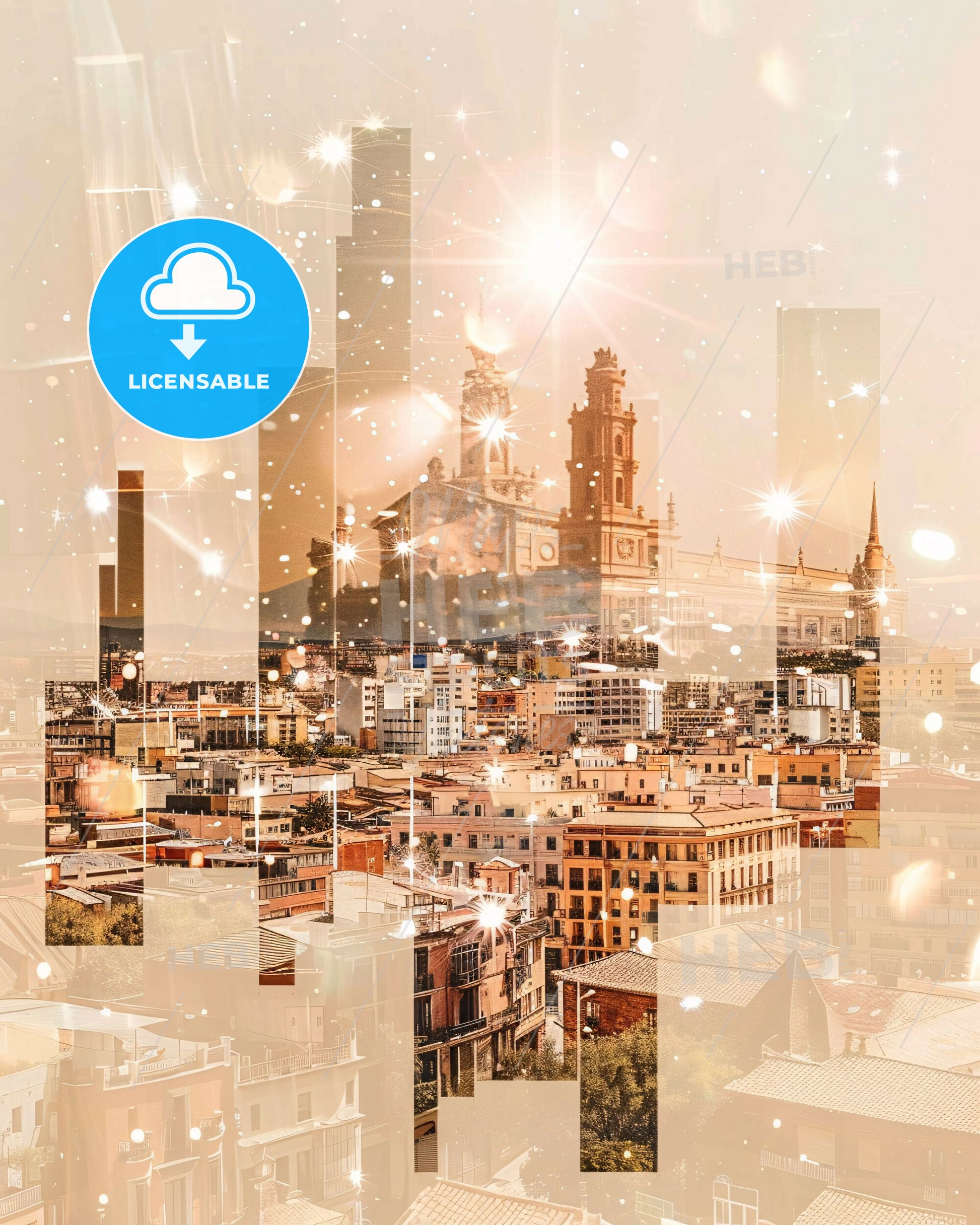 San Fernando Skyline Double Exposure Icon Poster - A city with many buildings