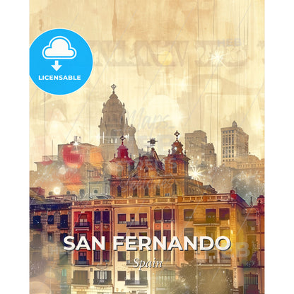 San Fernando: Artful City Skylines - A large building with many windows - Square format print template