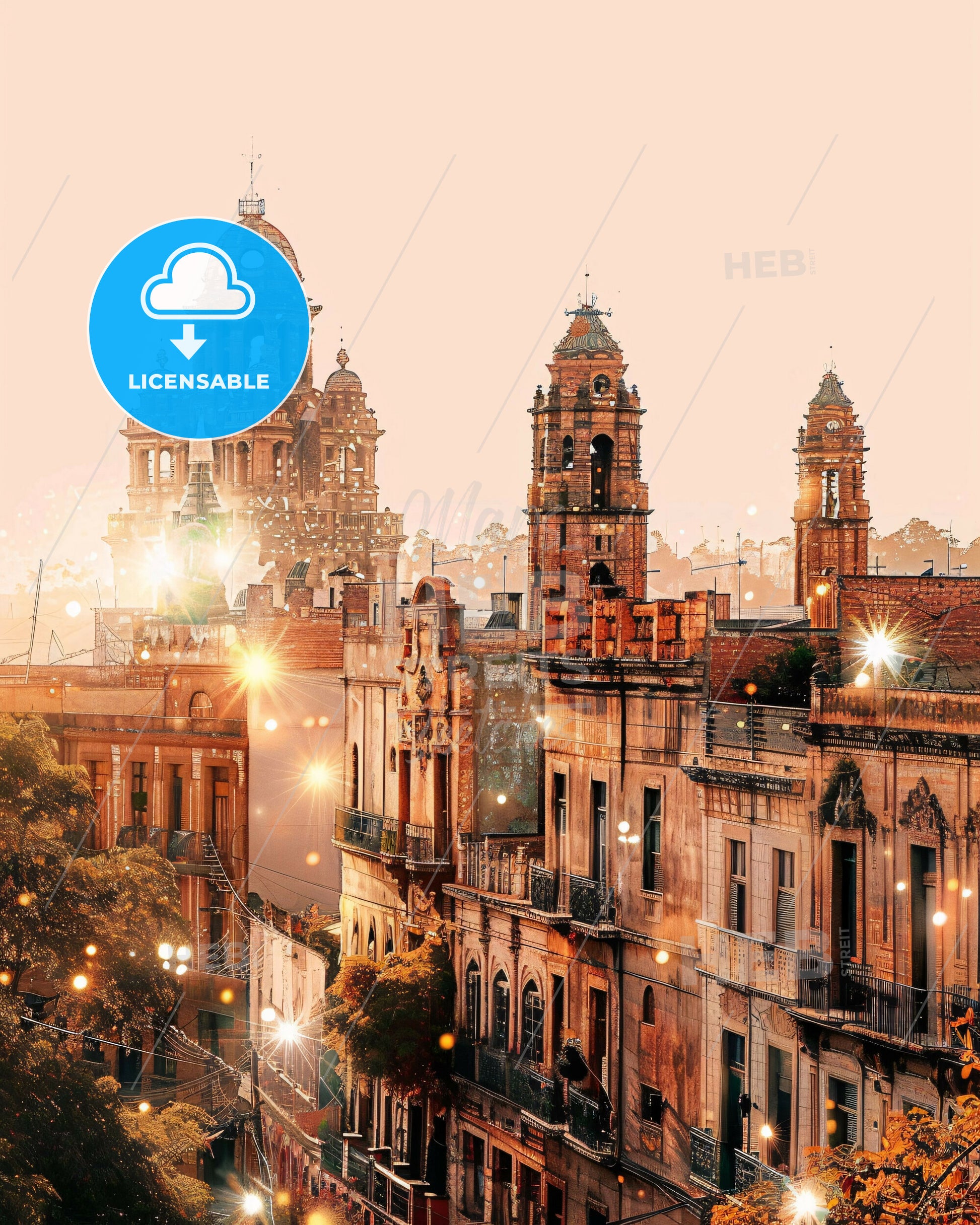 San Miguel de Tucuman Skyline Art Poster - A group of buildings with lights
