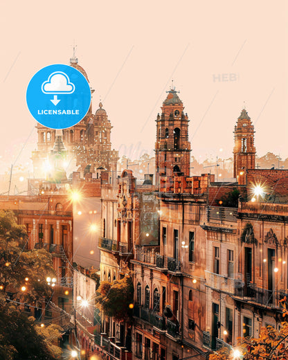 San Miguel de Tucuman Skyline Art Poster - A group of buildings with lights