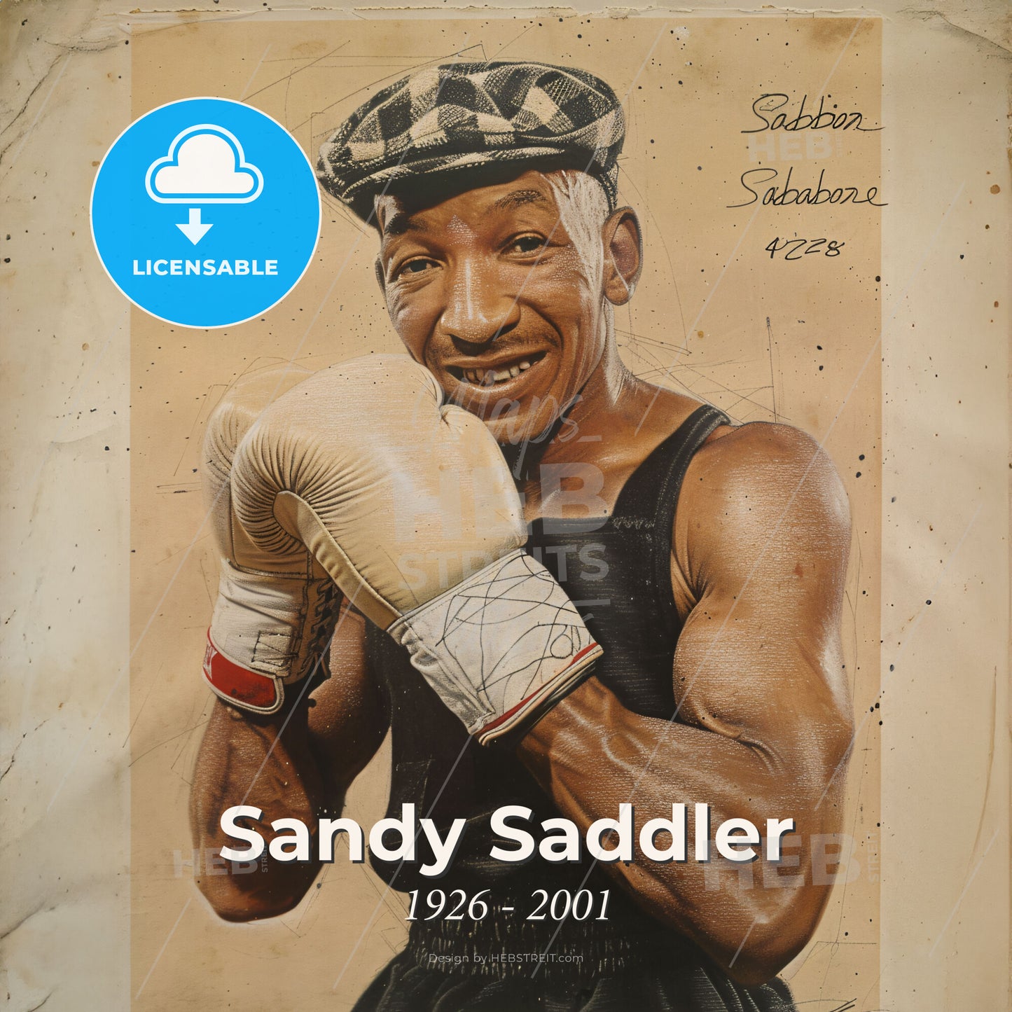 Sandy Saddler, 1926 - 2001, American featherweight boxer - A Man Wearing Boxing Gloves Print Template