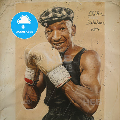 Sandy Saddler, 1926 - 2001, American featherweight boxer - A Man Wearing Boxing Gloves