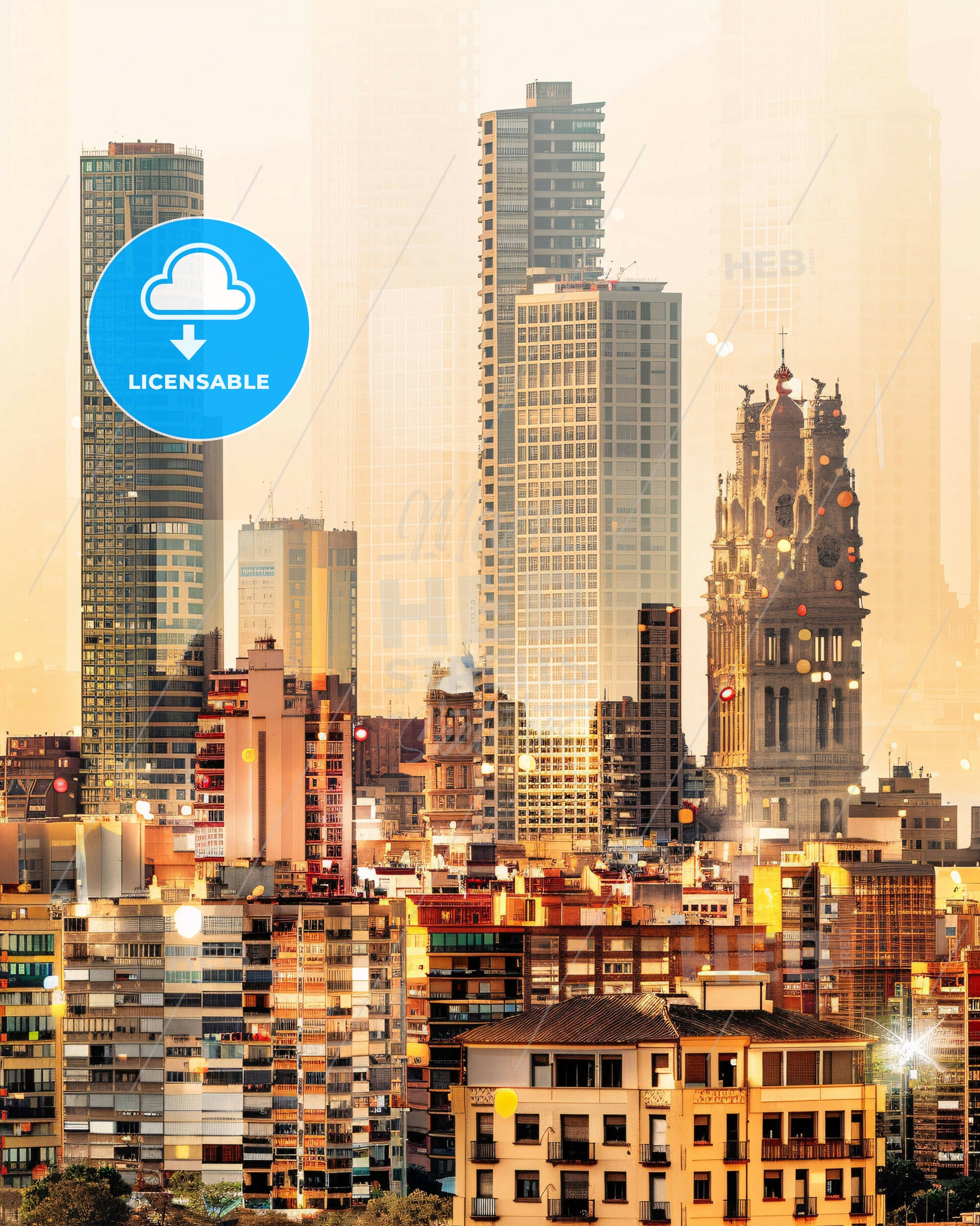 Sant Martí City Skyline Composite Artwork - A city skyline with many tall buildings