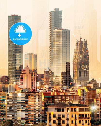 Sant Martí City Skyline Composite Artwork - A city skyline with many tall buildings