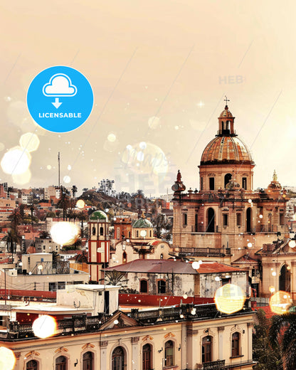 Santa Cruz Skyline Art with Local Icons - A city with a dome and a building