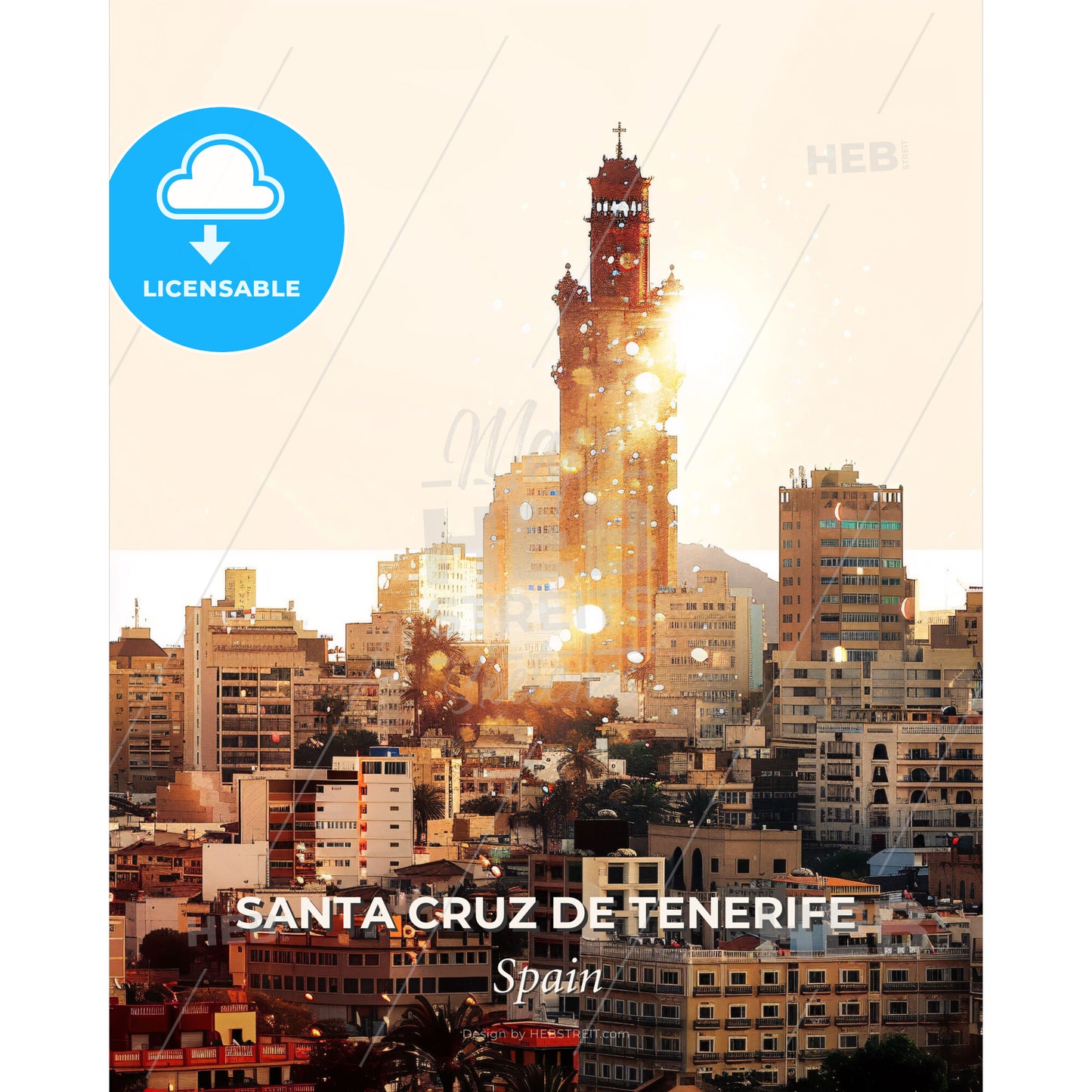Santa Cruz de Tenerife Skyline Extravaganza - A city with a tall tower - Square format print template