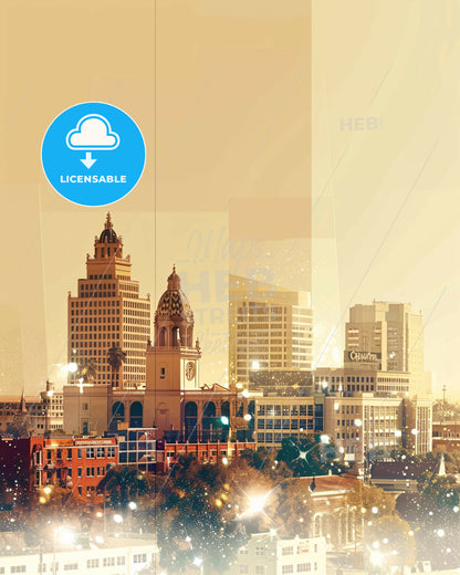 Santa Maria Skyline Art: Local Charm Radiating - A city skyline with tall buildings