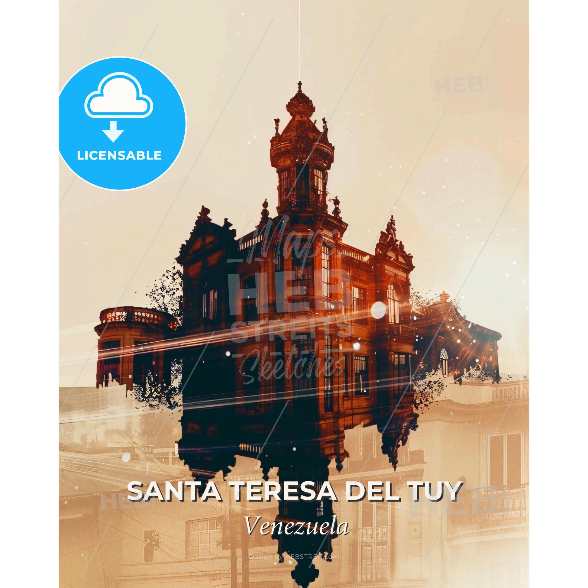 Santa Teresa Skyline Urban Sparkle Delight - A building with a tower - Square format print template