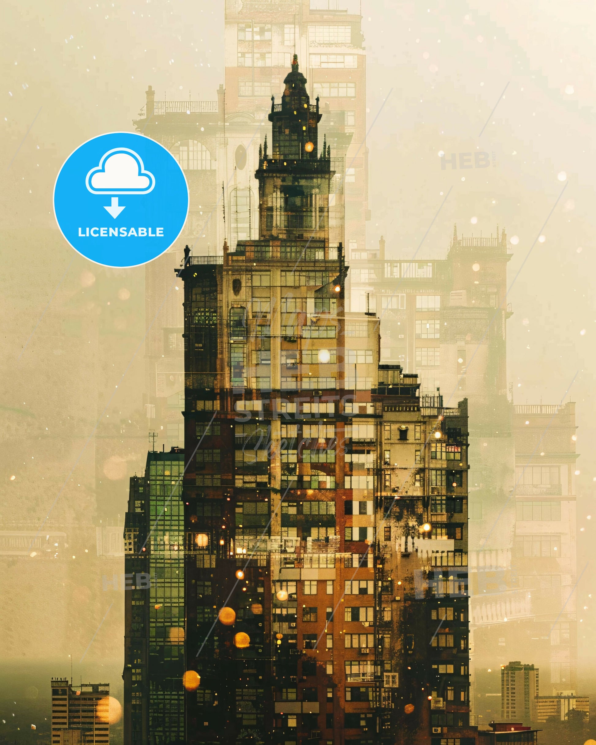 Santa Teresa del Tuy Skyline Composite Art Poster - A double exposure of a city