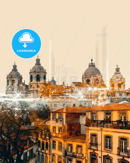 Santarém Skyline Icons Composite Art Bright Beige - A city with many buildings