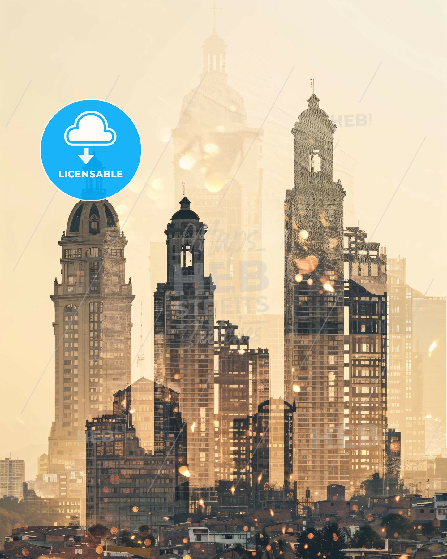 Santiago de Surco City Skyline Poster of Dreams - A city skyline with many tall buildings