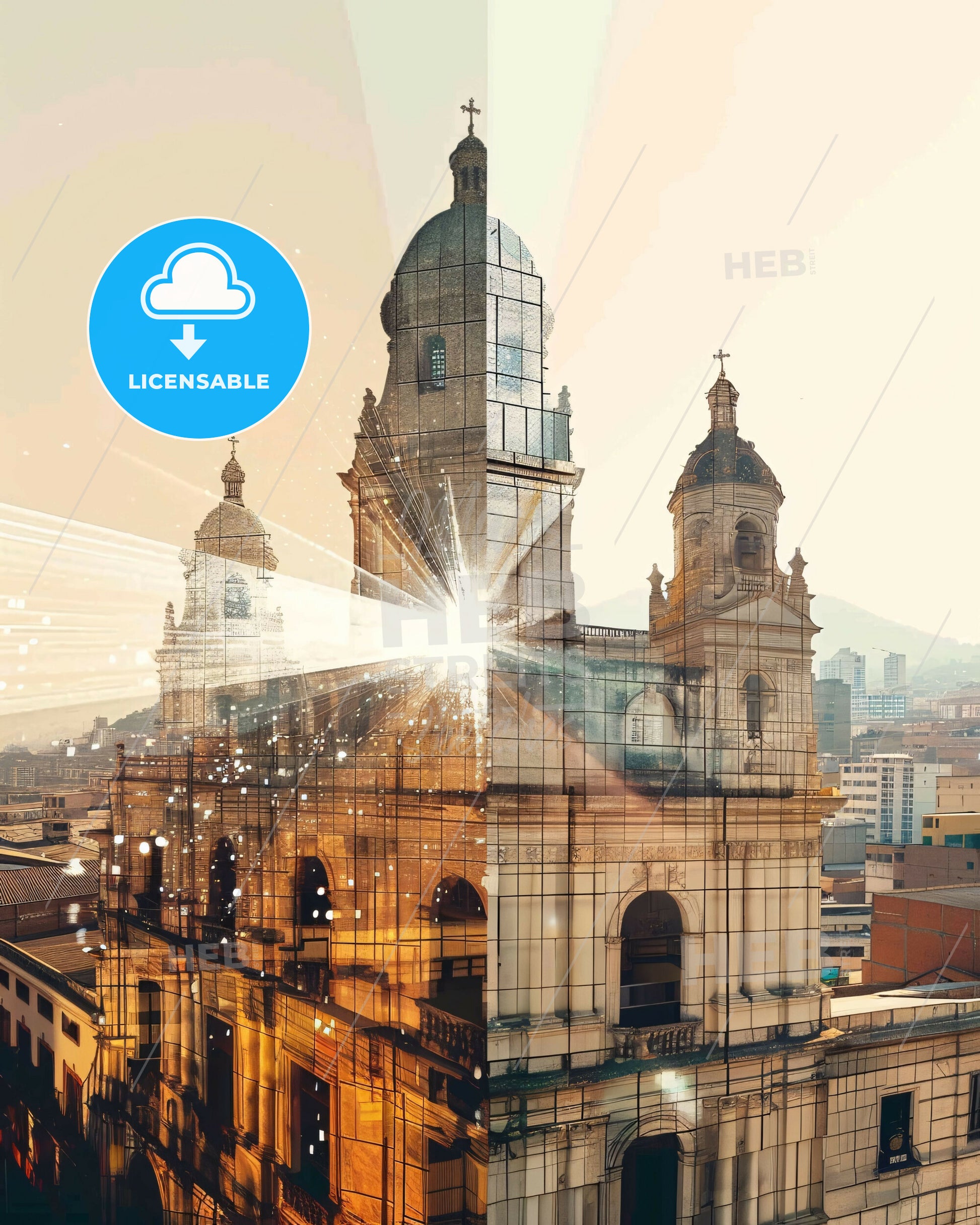 Santiago de Surco Skyline Cityscape Print - A large building with a large dome and a large tower