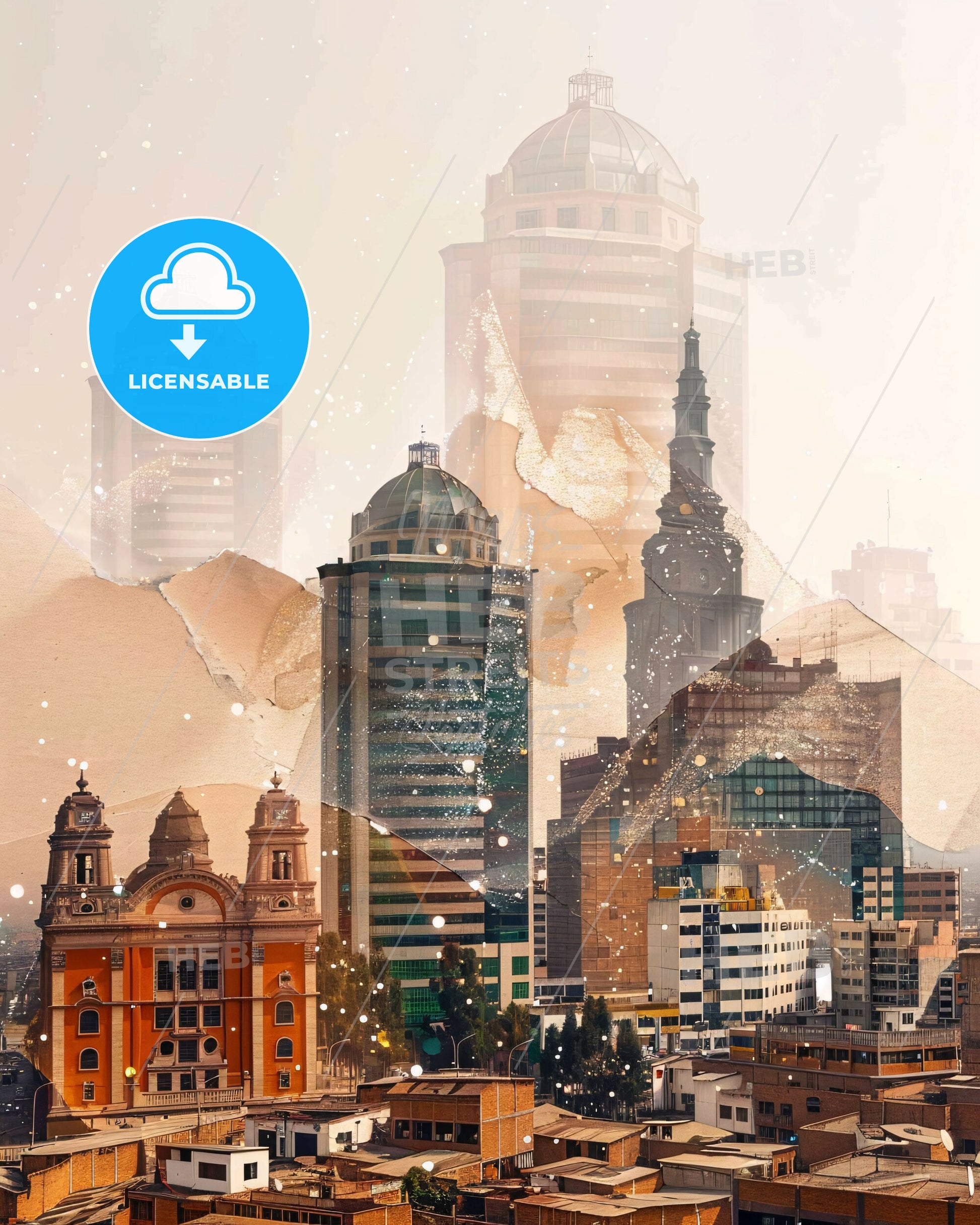 Santiago de Surco: City Skyline Composite Art - A city with many buildings