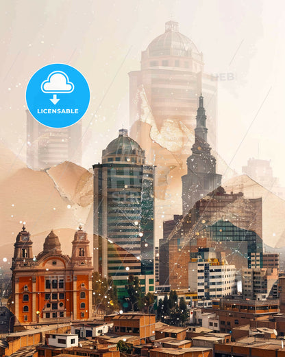 Santiago de Surco: City Skyline Composite Art - A city with many buildings