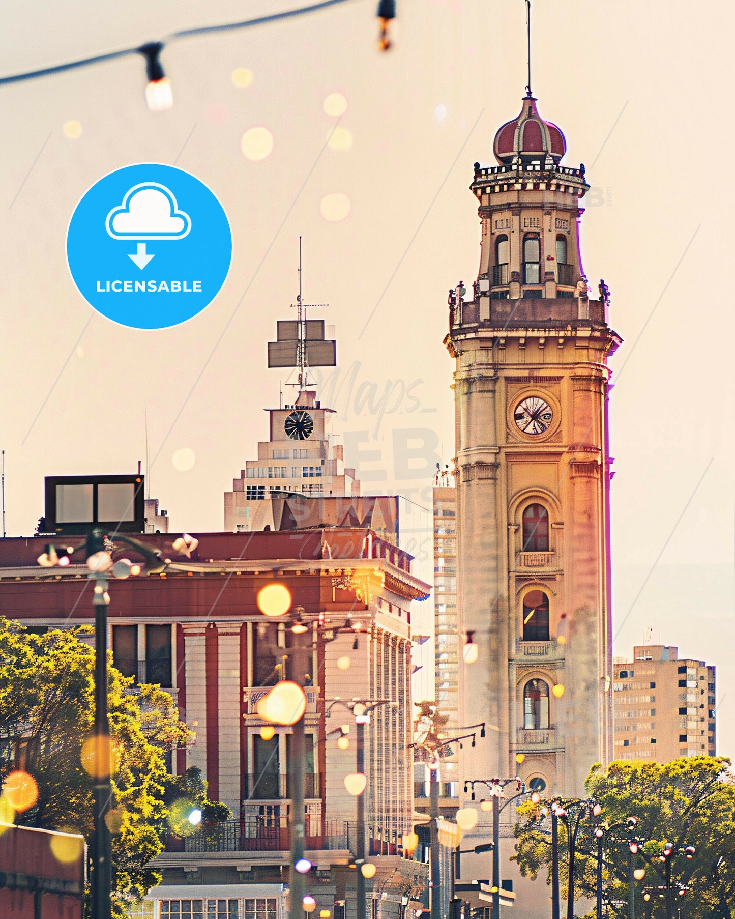 Santiago del Estero City Skyline Art Poster - A clock tower next to a building
