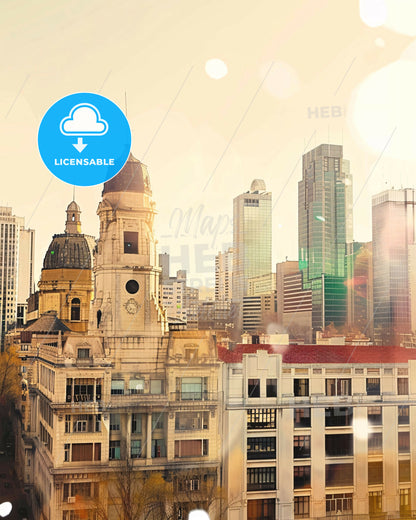 Santiago del Estero City Skyline Night Composite Art - A city with many buildings