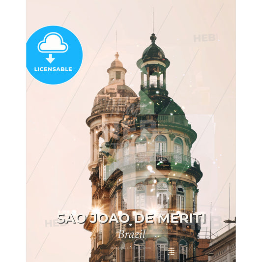 Sao Joao de Meriti Brazil City Skyline Poster Design - A building with a dome shaped roof - Square format print template