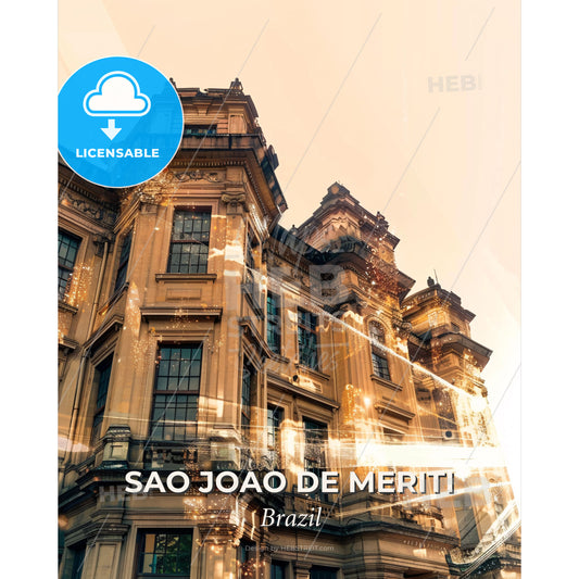 Sao Joao de Meriti: Local Architecture and Skyline Sparkle - A building with many windows - Square format print template