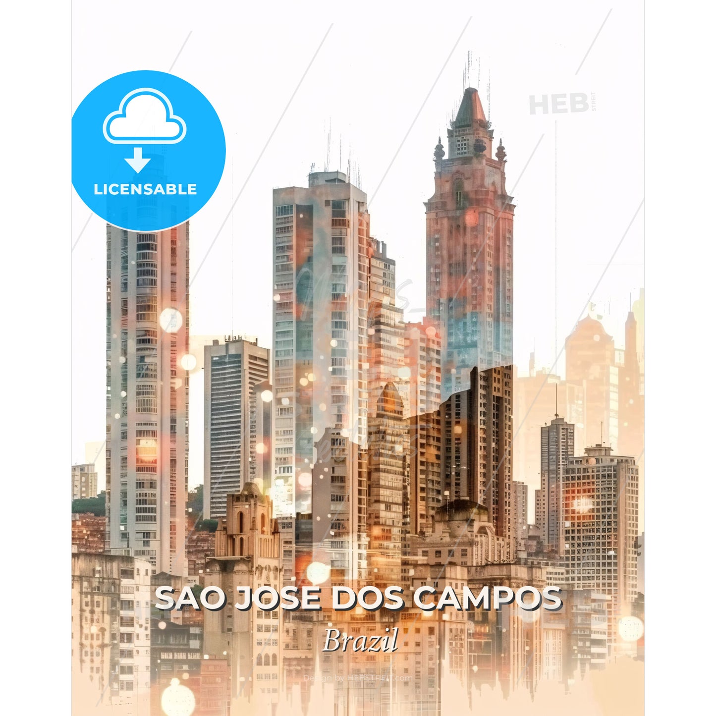 Sao Jose dos Campos: Local Vibes, Modern Twist - A city skyline with many tall buildings - Square format print template