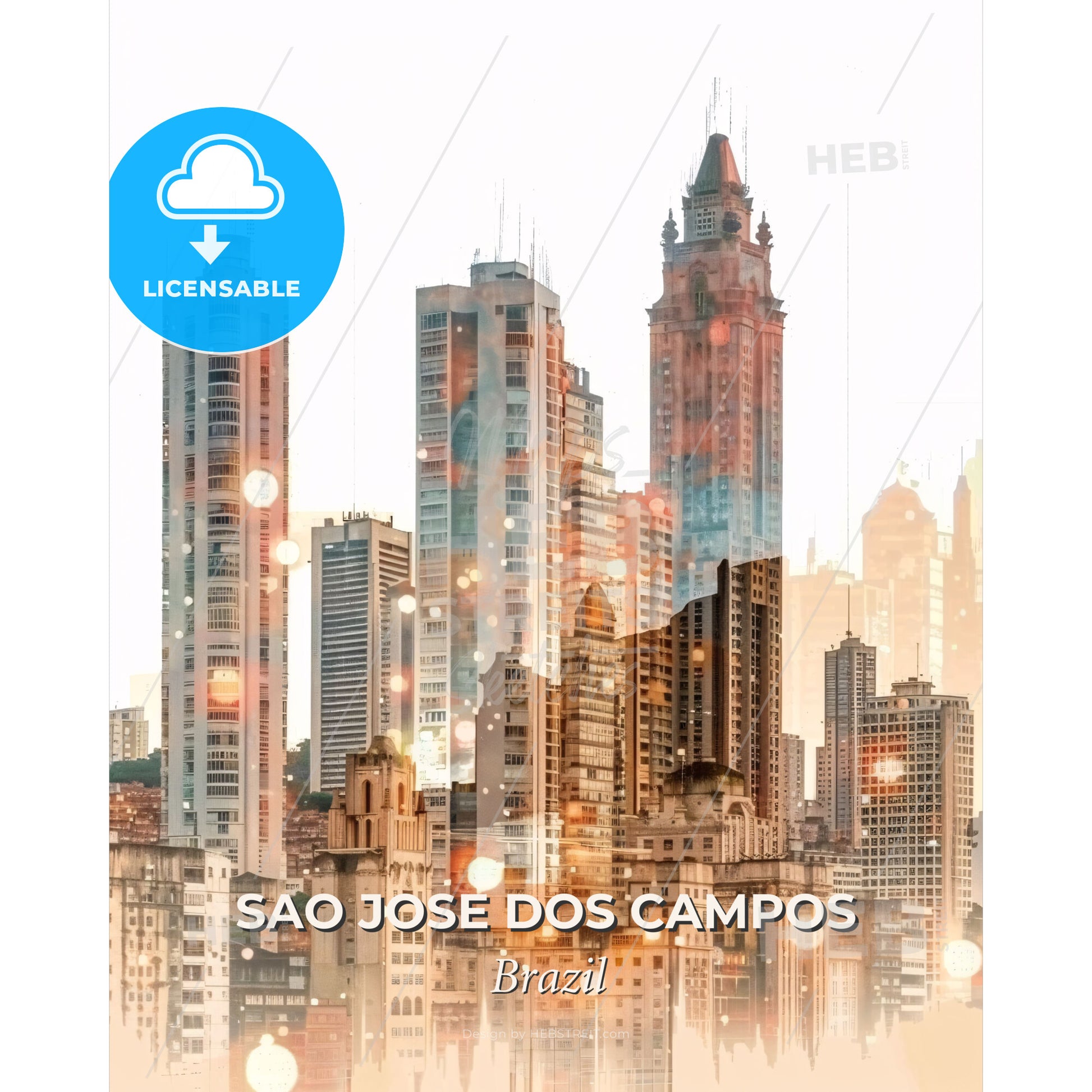 Sao Jose dos Campos: Local Vibes, Modern Twist - A city skyline with many tall buildings - Square format print template